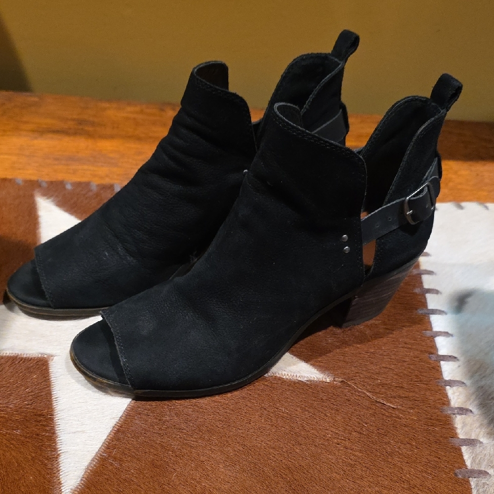 Lucky Brand Black Peep-Toe Ankle Booties